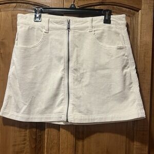 AMERICAN EAGLE Corduroy Super Hi-Rise A-Line Mini Skirt Sz 12 Cream‎ Pockets